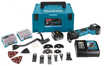 Makita DTM41RTJX3 14,4V accu multitool met Quick Change set (2x 5.0Ah accu)  in MBox incl. accessoires set